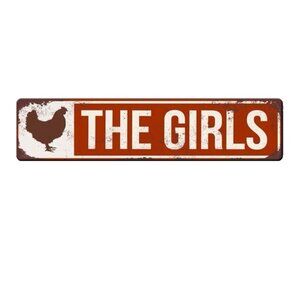 Rustic Chicken Coop Sign "THE GIRLS" Farm Decor Hen Silhouette Wood Board Decor
